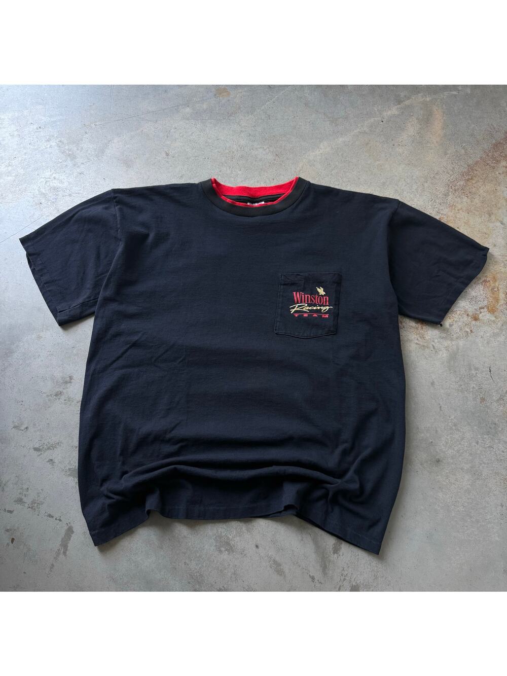 Vintage 90’s Winston Cigarette Racing Promo Retro Graphic Pocket T-shirt Size XL